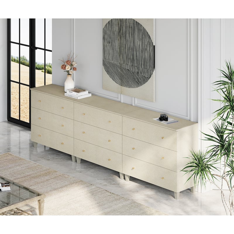 WAMPAT Dresser with 3 Drawers, 35.4" Wide Chest of Drawer for Bedroom