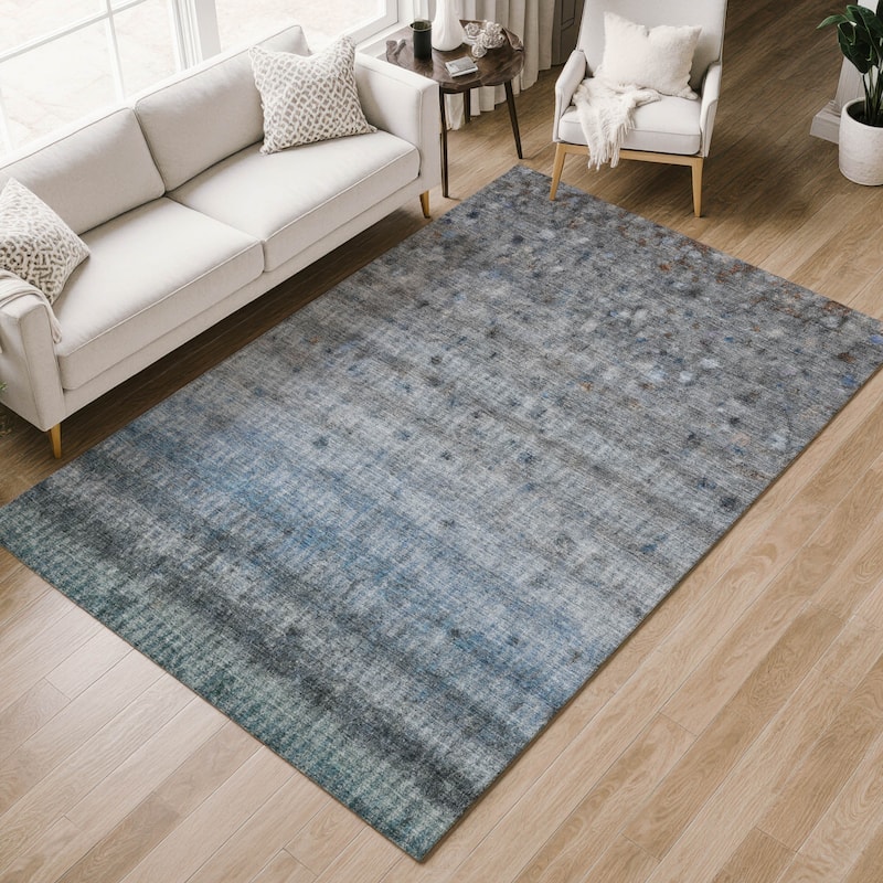 Machine Washable Indoor/ Outdoor Ombre Stripes Chantille Rug
