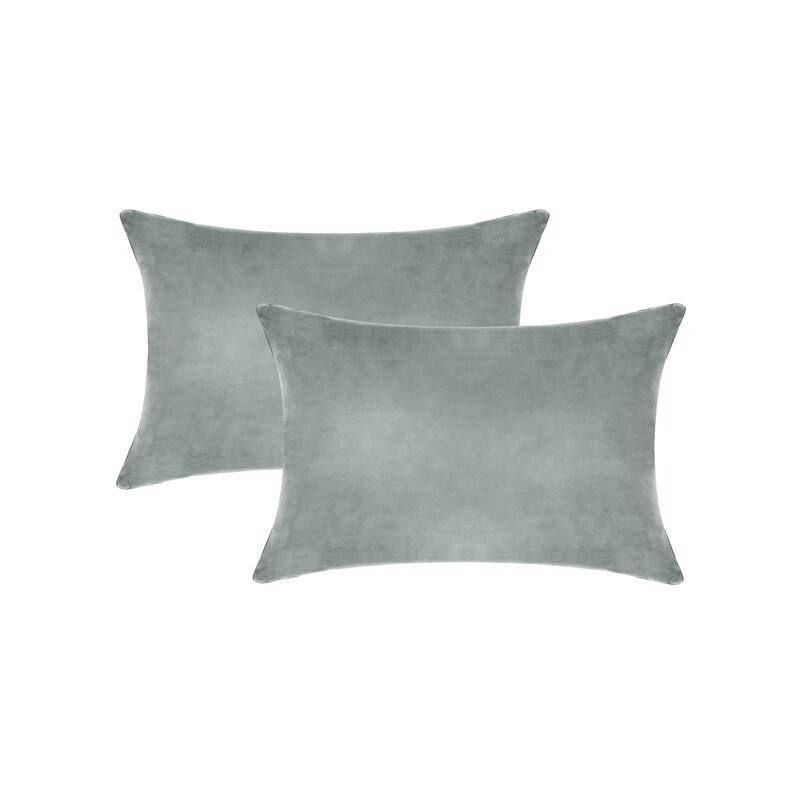 A1HC Pack of 2 Velvet Throw Pillow Insert, Hypoallergenic Down Alternative Fill - 12x20 Inches - Dove Grey
