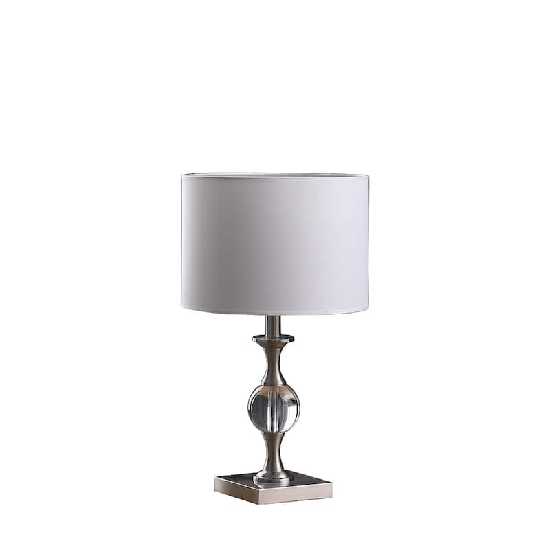 20" Contemporary Silver Bedside Table Lamp with White Drum Linen Shade and Metal Base for Bedroom - 19.75”H x 11”W x 11”D
