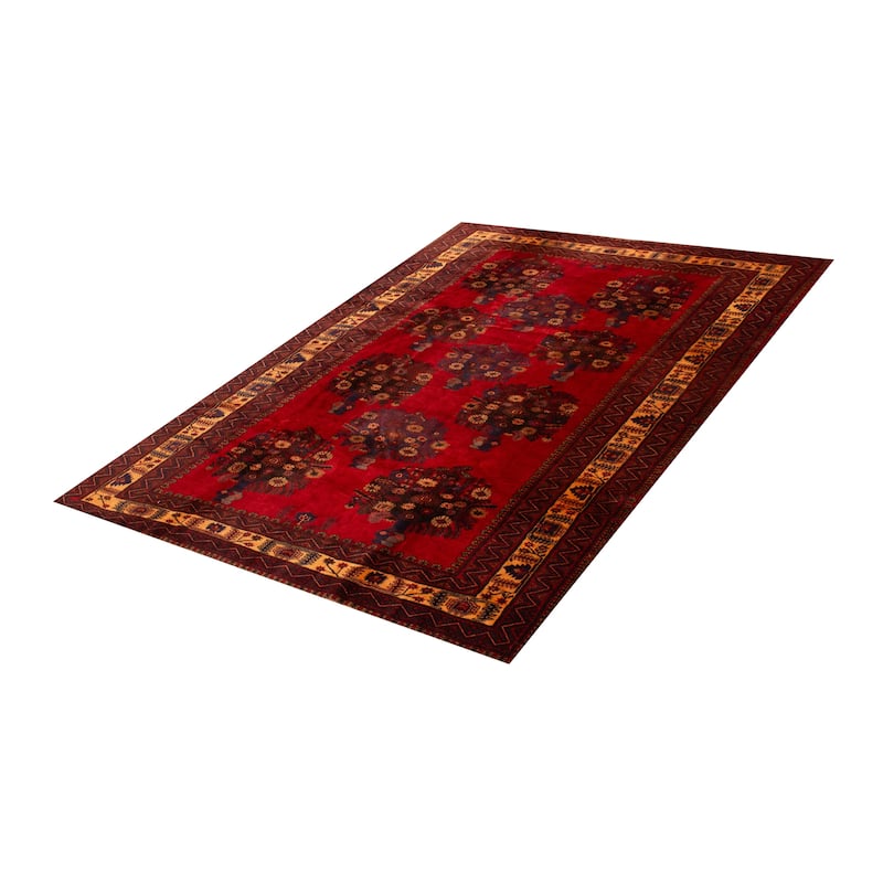 ECARPETGALLERY Hand-knotted Teimani Red Wool Rug - 6'10 x 9'3