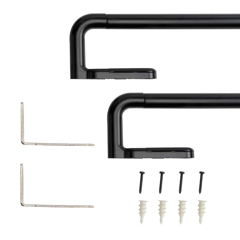 Lumi 3/4" Dia. Telescoping Wraparound Curtain Rod Set Black - 28"-48" - Black