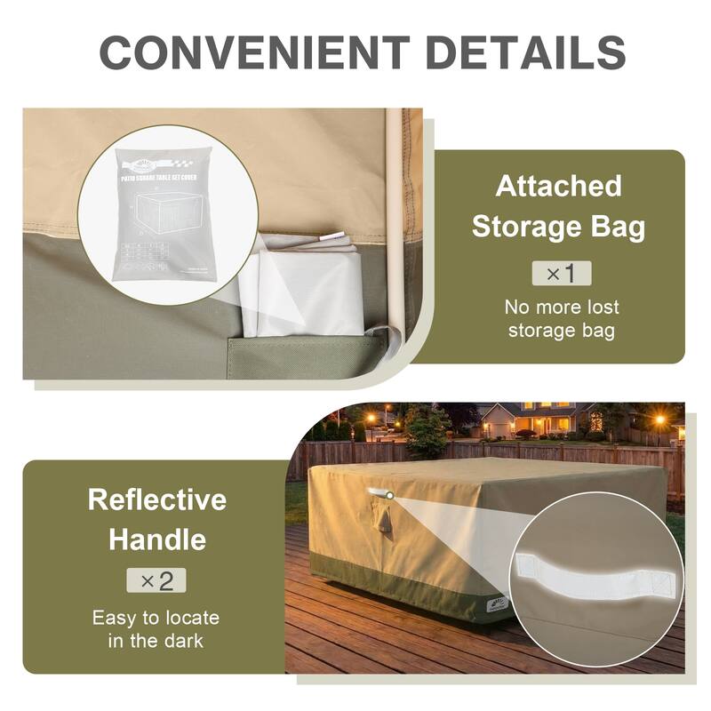 Aoodor Heavy Duty Outdoor Square Furniture Set Cover