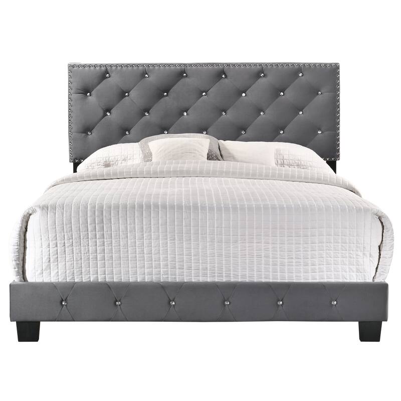Queen Size Velvet Platform Bed with Sturdy Frame and Easy Assembly