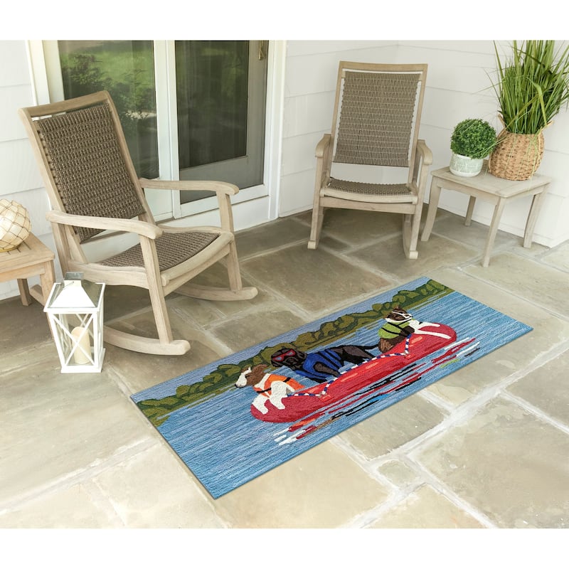 Liora Manne Frontporch Rafting Dogs Indoor/Outdoor Area Rug