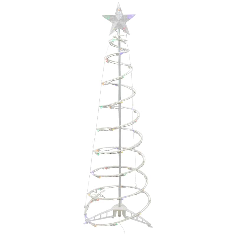 4ft LED Spiral Cone Tree Outdoor Christmas Decoration, Multi Lights - White
