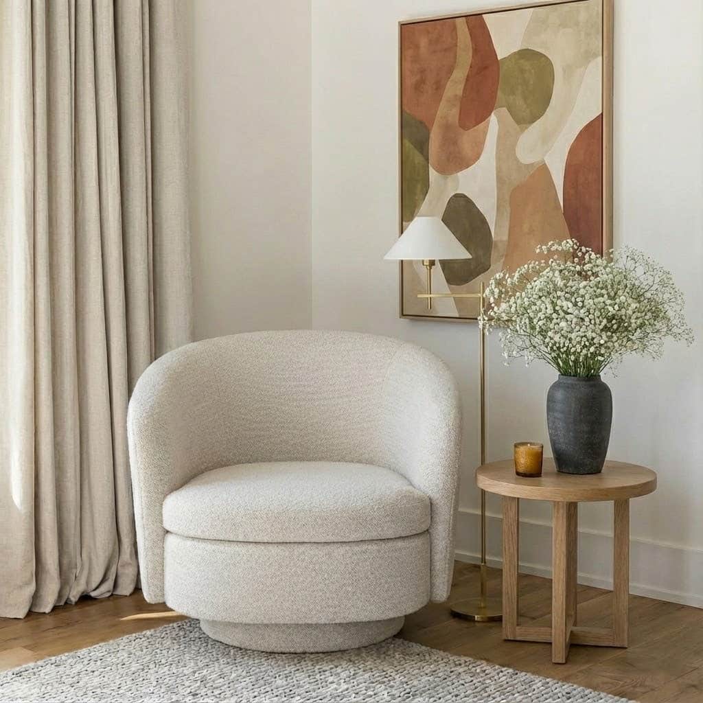 Modern Boucle Swivel Accent Chairs