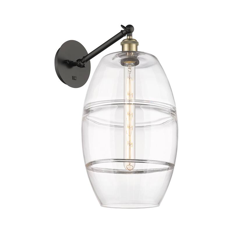 Innovations Lighting Endless Possibilities Ballston - Vaz - 1 Light 10" Adjustable Sconce - Arm Adjusts Up and Down - Clear/Black Antique Brass