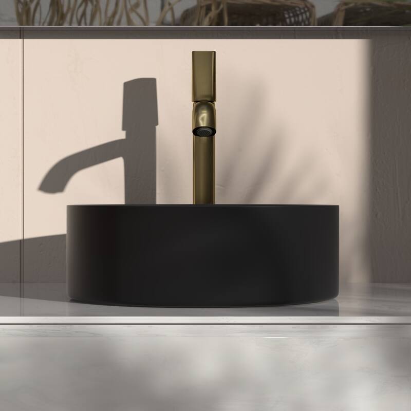 Rbrohant Round Vessel Bathroom Sink, Ceramics Sinks for Bathrooms-15.15''x15.15''x5.12''