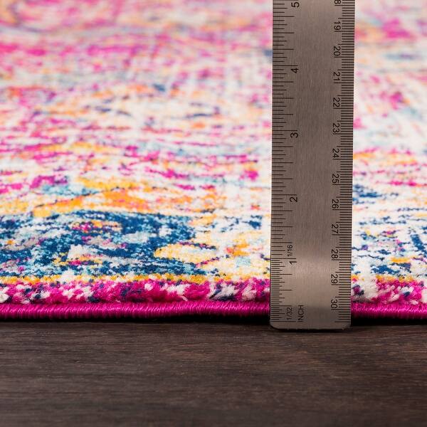 Isabella Distressed Vintage Pink & Blue Area Rug (6'7 x 9') - 6'7
