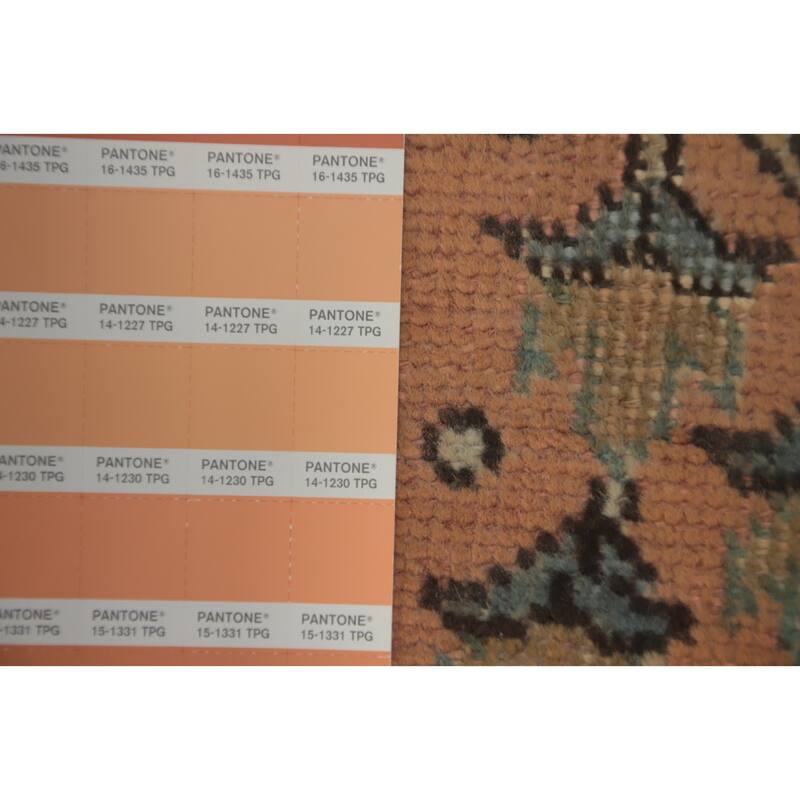 Hand Knotted Oriental 100% Wool Carpet Traditional Medallion Peach Tabriz Area Rug - 9' 5'' X 6' 5''