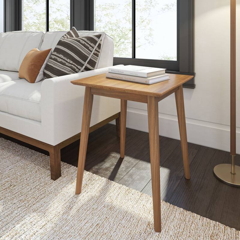 Plank and Beam Mid-Century Modern Square Side Table - 20" x 20" - Pecan