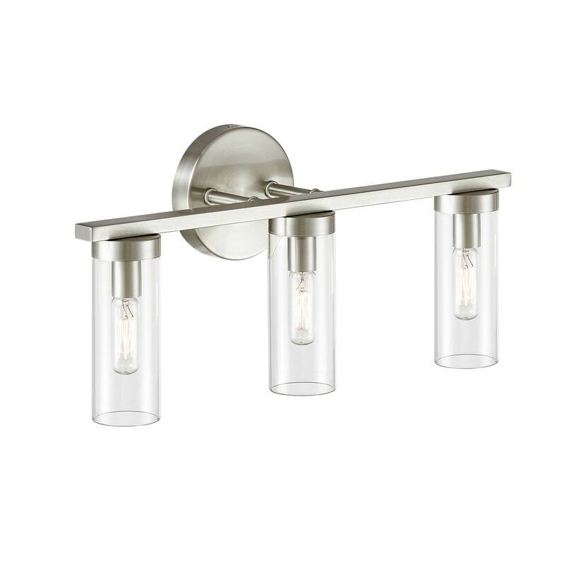 KAWOTI Modern Dimmable Bathroom Vanity Light with Clear Cylinder Glass