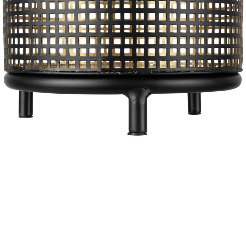 Iron Grid Pillar Candle Holders - 12" - Black Gold Finish - Set of 3