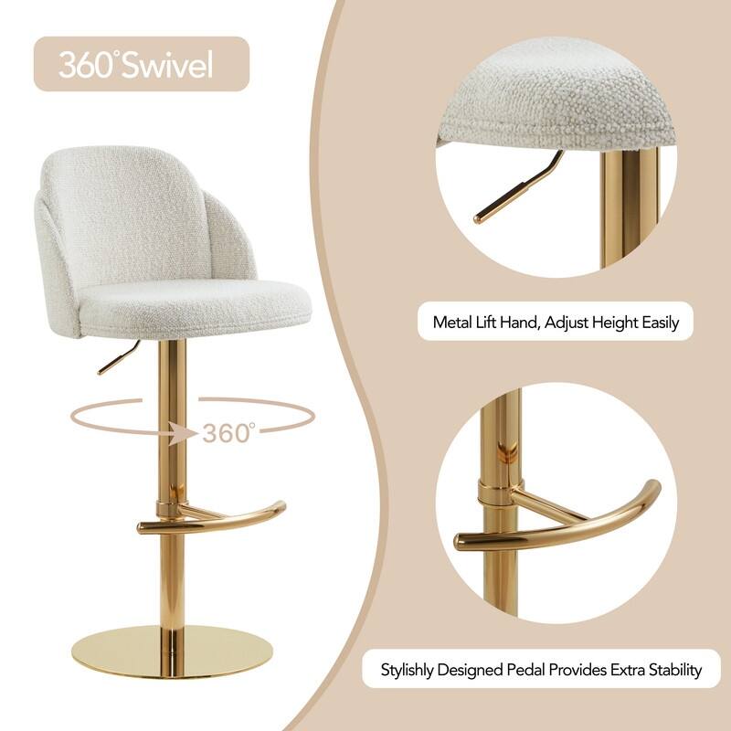 Spruce & Spring Joseph Modern Adjustable Swivel Counter Bar Stools with Back and Arched Footrest