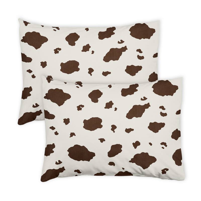 Sweet Jojo Designs Wild West Cow Boy Girl Gender Neutral Pillow Shams 2 Pack Set Brown and Cream Western Southern Country Animal