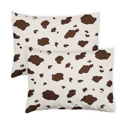 Sweet Jojo Designs Wild West Cow Boy Girl Gender Neutral Pillow Shams 2 Pack Set Brown and Cream Western Southern Country Animal