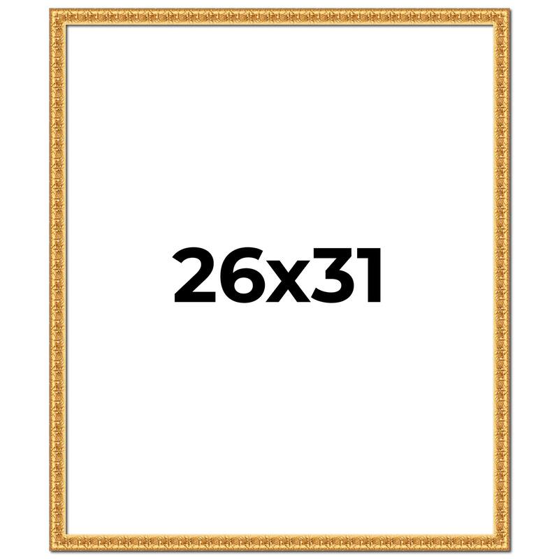 26x31 Frame Gold Real Wood Picture Frame Width 1 inches | Interior