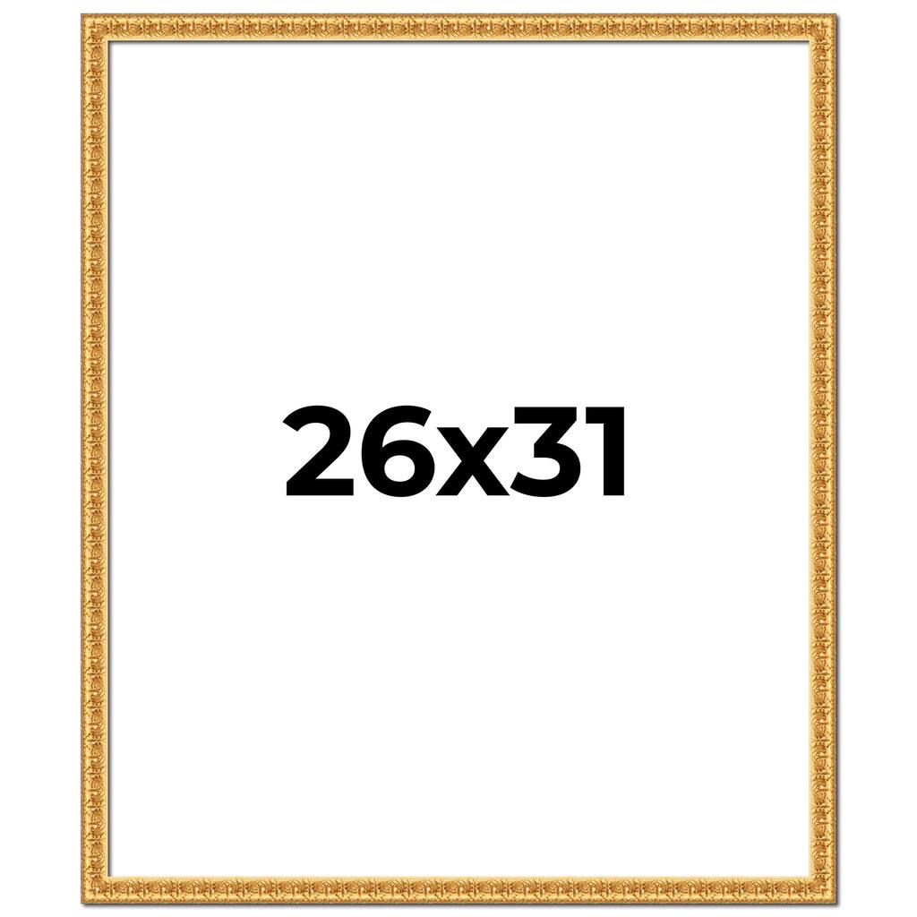 26x31 Frame Gold Real Wood Picture Frame Width 1 inches | Interior