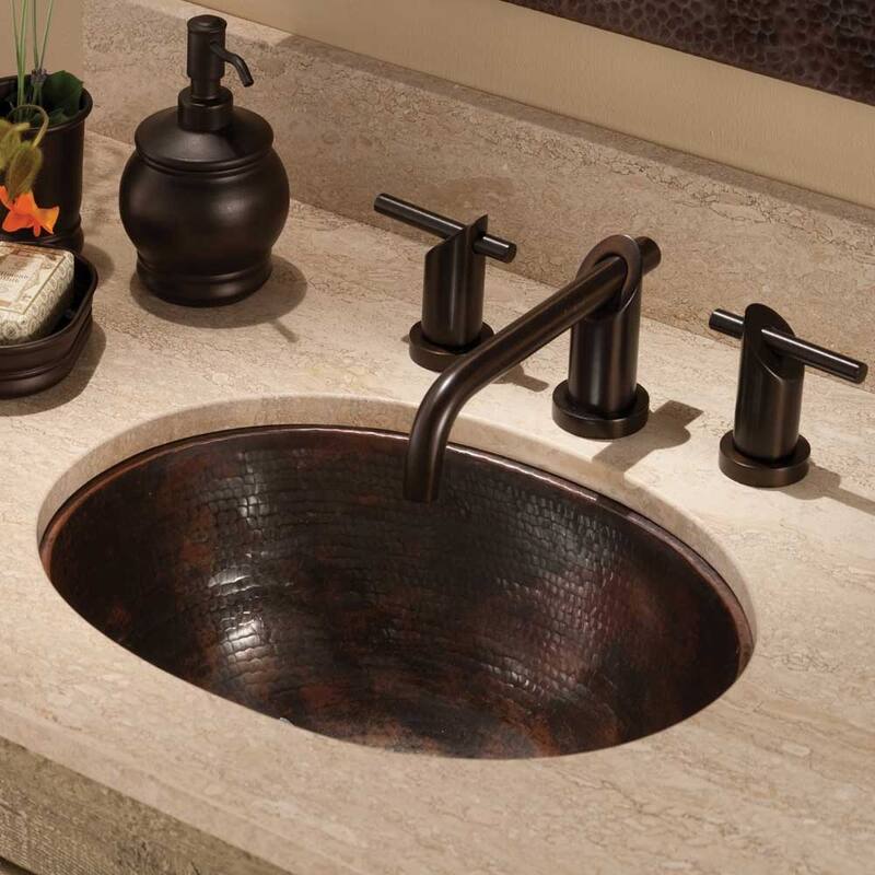 Cameo Hand Hammered Copper Undermount/ Drop-in Oval Bathroom Sink - Antique Copper