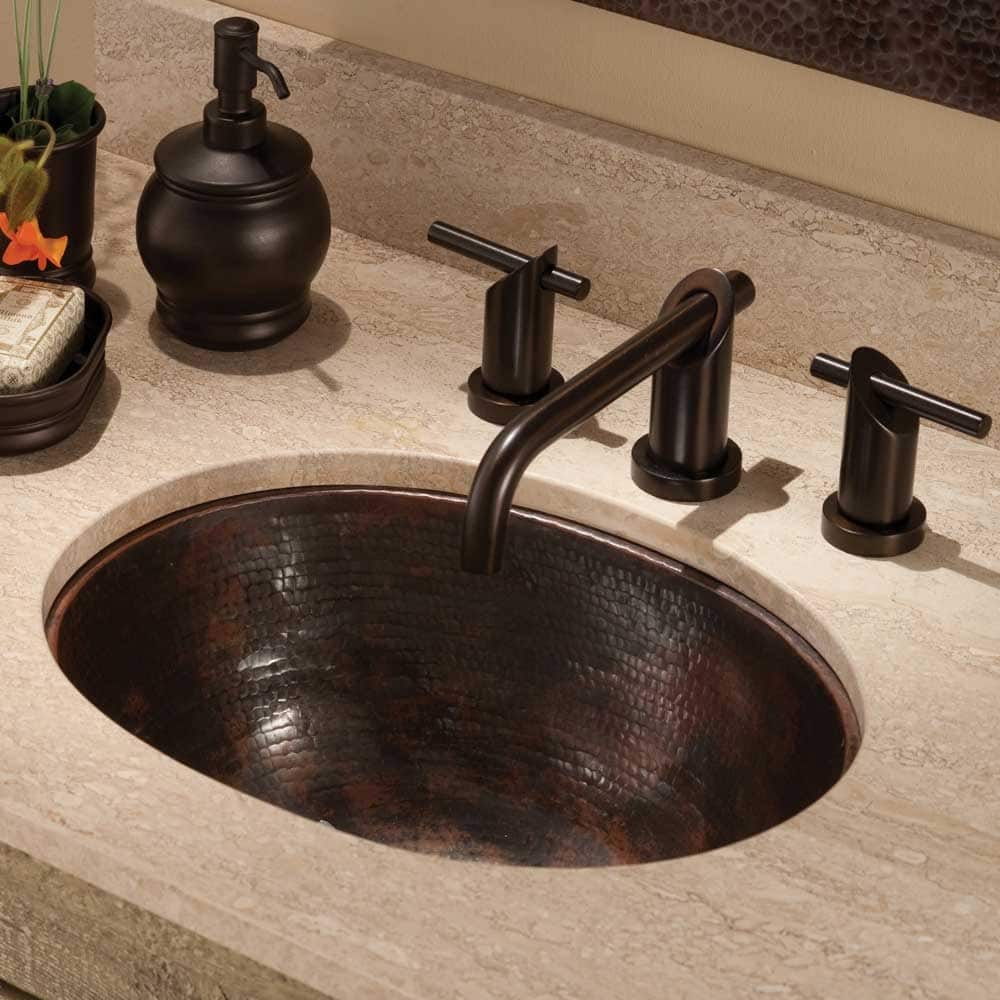 Cameo Hand Hammered Copper Undermount/ Drop-in Oval Bathroom Sink