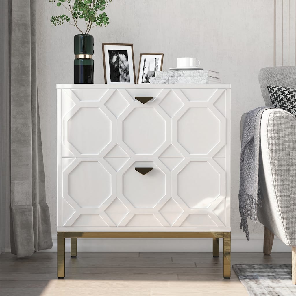 Clihome Wooden 2-Drawer Storage Nightstand