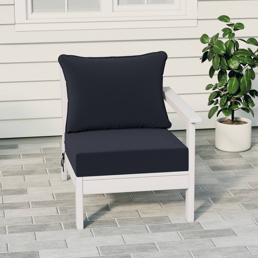 Birchwood All Weather HDPE Outdoor Patio Deep Seating White Right Arm Facing Chair With Cushions (1-Piece)