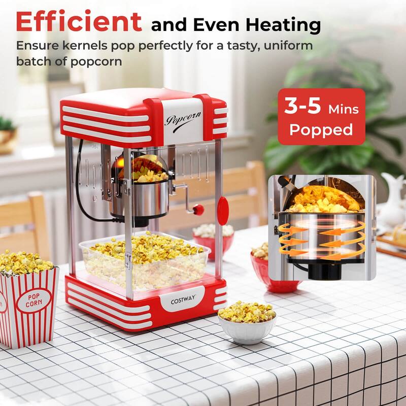 Costway 19 Oz Popcorn Machine with Stainless Steel Kettle, Halogen - See Details
