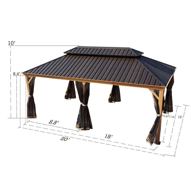 Kozyard Apollo Wood-look Aluminum Hardtop Gazebo