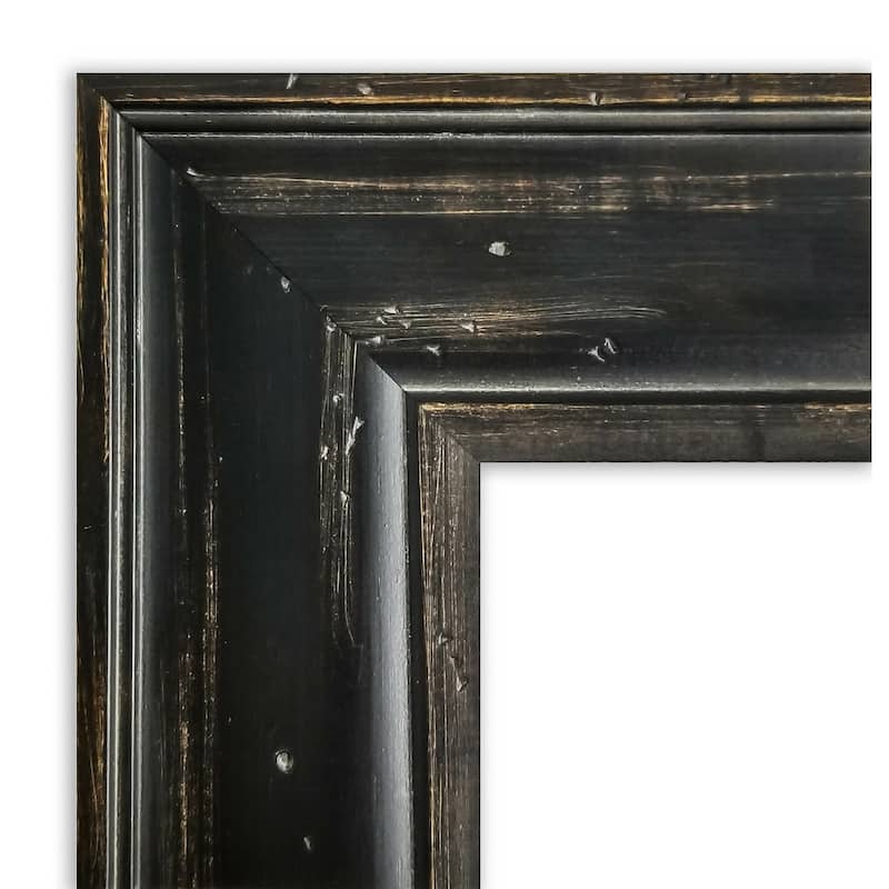 Beveled Wood Wall Mirror - Rustic Pine Black Frame