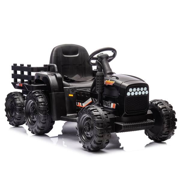 slide 2 of 108, Kids Electric Tractor with Trailer & Remote Control, Realistic Design Black