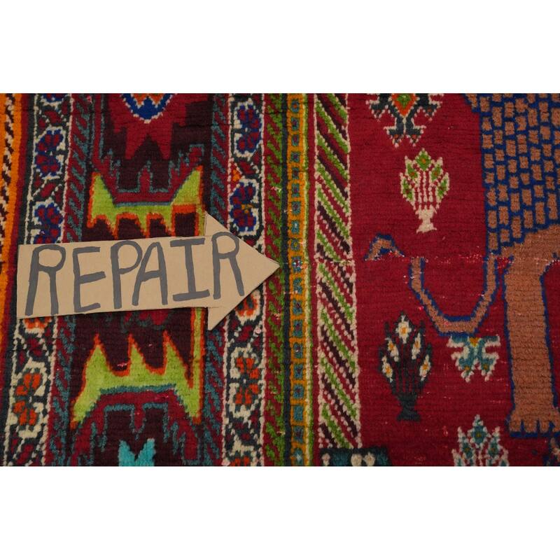 Hand Knotted Oriental 100% Wool Carpet Traditional Tribal Red Shiraz Area Rug - 7' 7'' X 4' 11''
