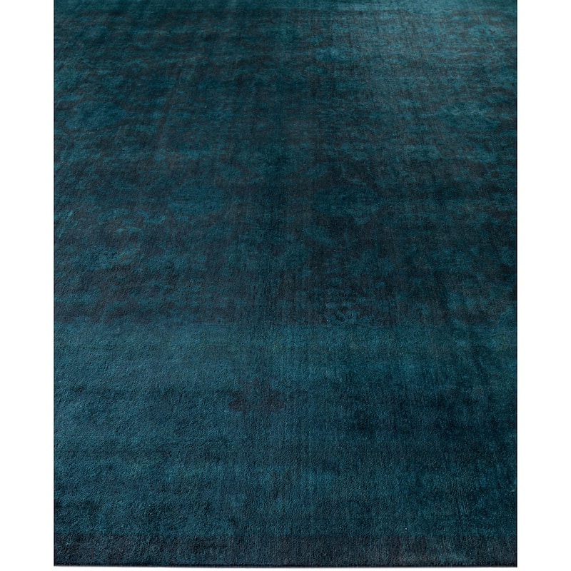 Overdyed One-of-a-Kind Hand-Knotted Area Rug - Blue - 9' 2" x 12' 1"