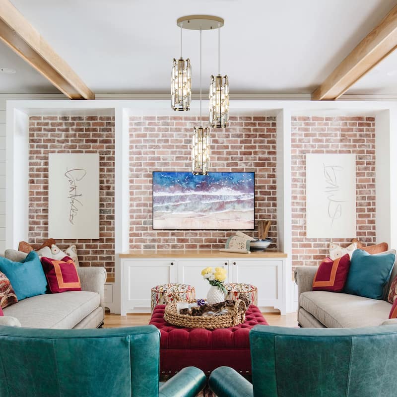 3-Light Chandelier for Bedroom Kitchen Dining Room with Crystal Shaded