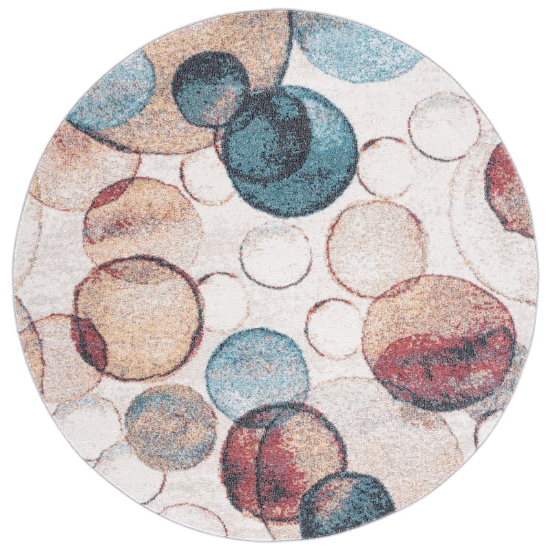 SAFAVIEH, Phoenix Albi Vintage Rug - 6'7" Round - Ivory/Rust