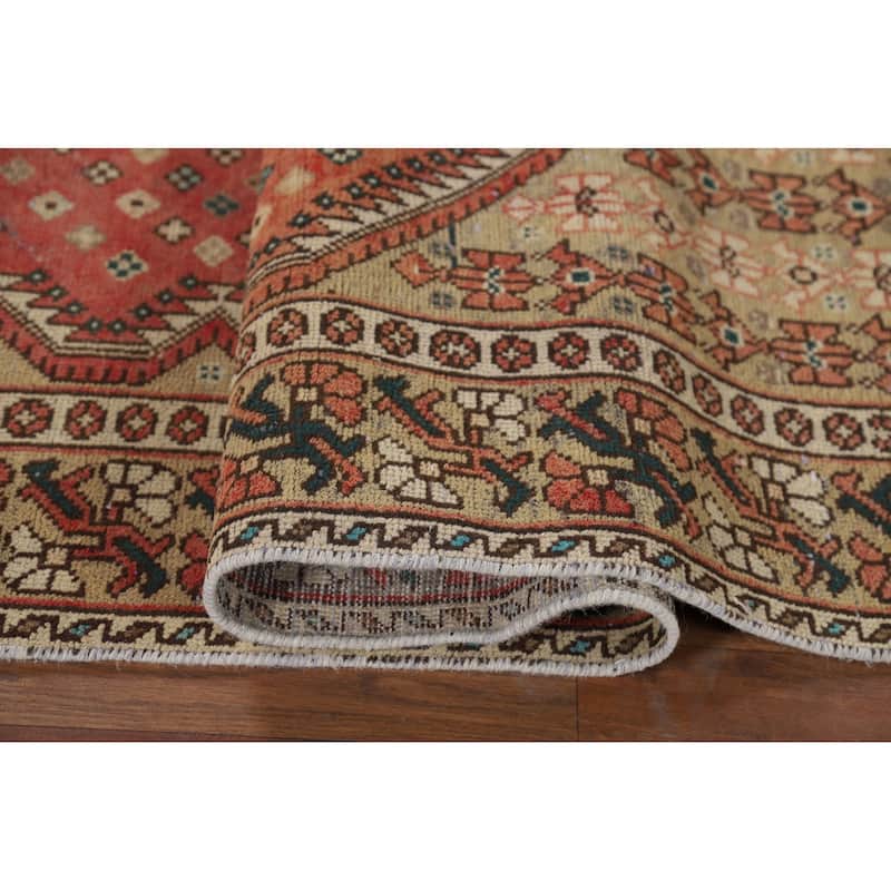 Pink Bakhtiari Vintage Persian Area Rug Hand-Knotted Wool Carpet - 7'2" x 9'11"