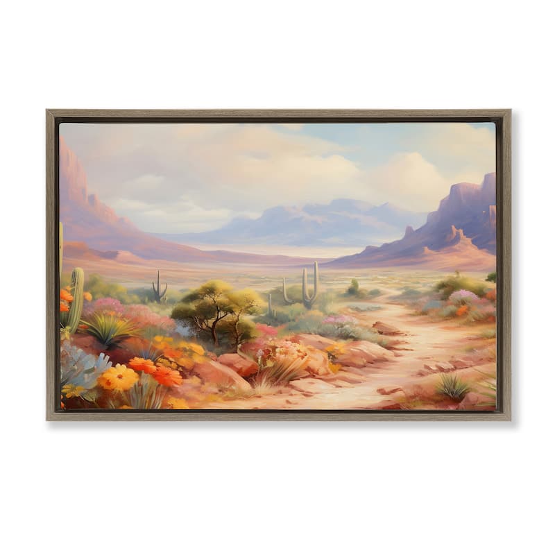 Stupell Flower Lined Desert Path Framed Floater Canvas Wall Art Design By Franklyn Gregory - 25 x 17 - Brown