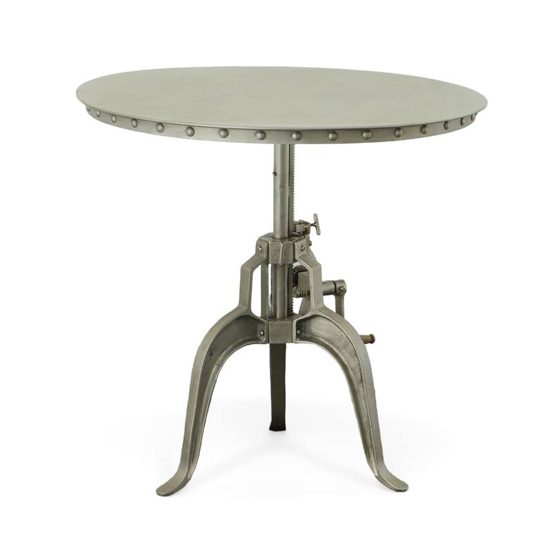 Carolina Living Mundra Adjustable Crank Table - Antique Nickel - Antique Nickel