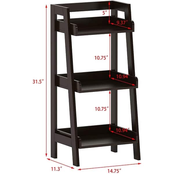 Utex 3-Tier Ladder Shelf, Bathroom Shelf Freestanding, 3-Shelf Spacesaver Open Wood Shelving Unit, Ladder Shelf (White)