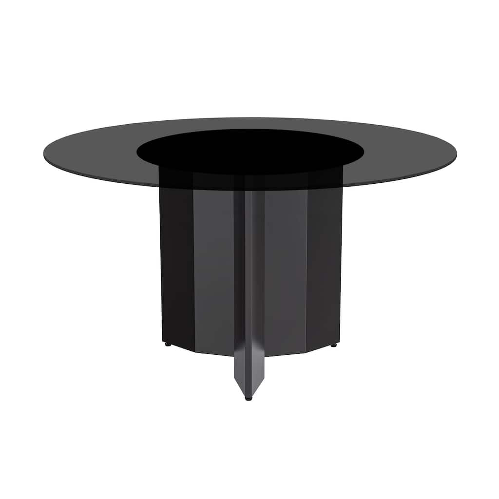 Zevro 60" Round Dining Table with Sintered Stone/Glass Top