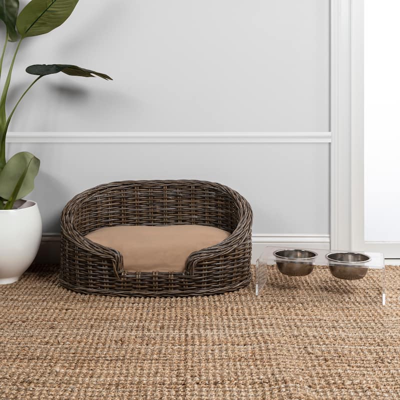 Handwoven Dog Bed with Machine-Washable Cushion