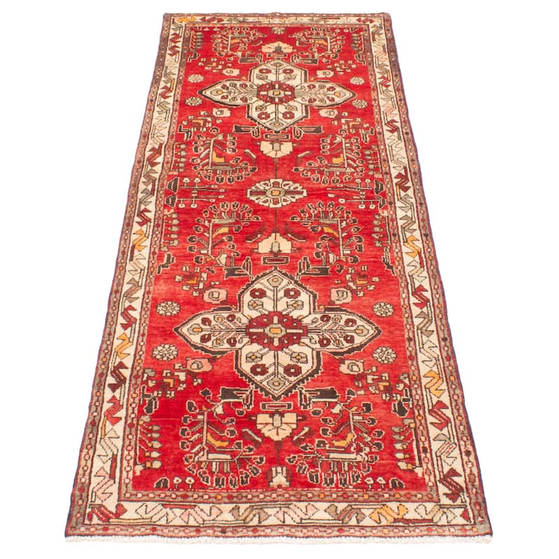 ECARPETGALLERY Hand-knotted Andelz Red Wool Rug - 3'7 x 9'7