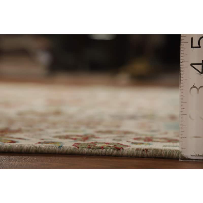 Hand Knotted Oriental 100% Wool Carpet Traditional All-Over Beige & Ivories Ziegler Area Rug - 9' 10'' X 6' 6''