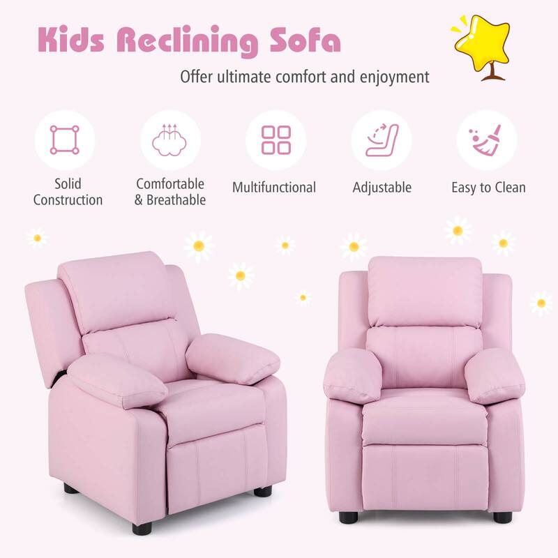 PU Leather Kids Recliner with Armrest & Headrest Lounge 3 Color - See Details