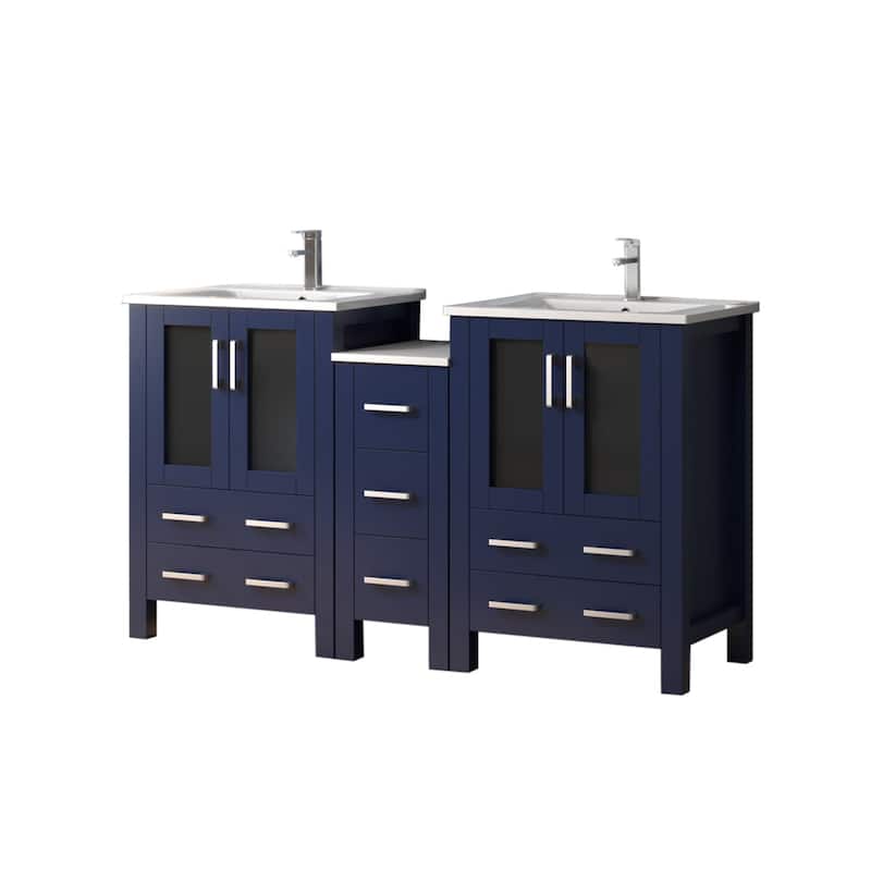 Volez Bath Vanity with Side Cabinet, Ceramic Top & Sink