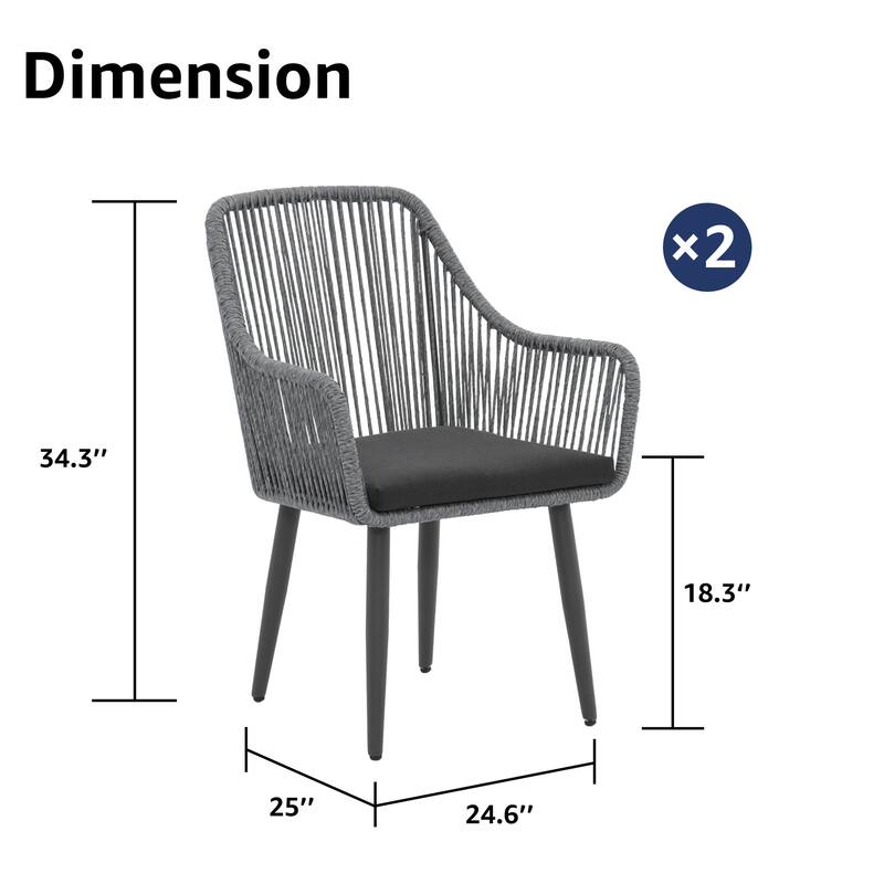 Patio Wicker Cushioned Dining Chairs (Set of 2)
