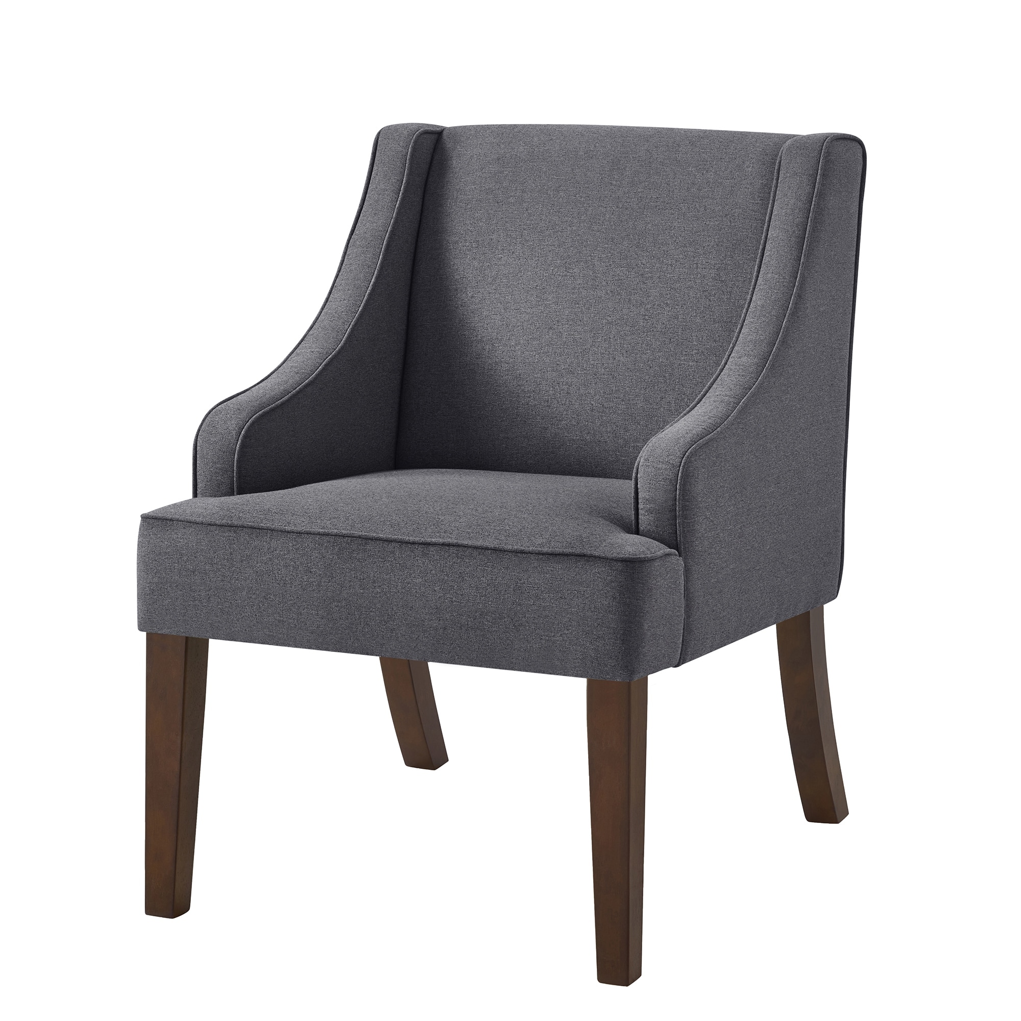 Modern Accent Chair Dark Gray Armchair Upholstered Chair with Wood Legs, Lounge Chair Reading Chair Side Chair