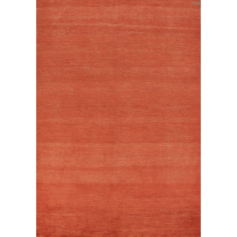 Orange Solid Gabbeh Modern Area Rug Handmade Wool Carpet - 5'7" x 7'7"