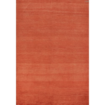 Orange Solid Gabbeh Modern Area Rug Handmade Wool Carpet - 5'7" x 7'7"