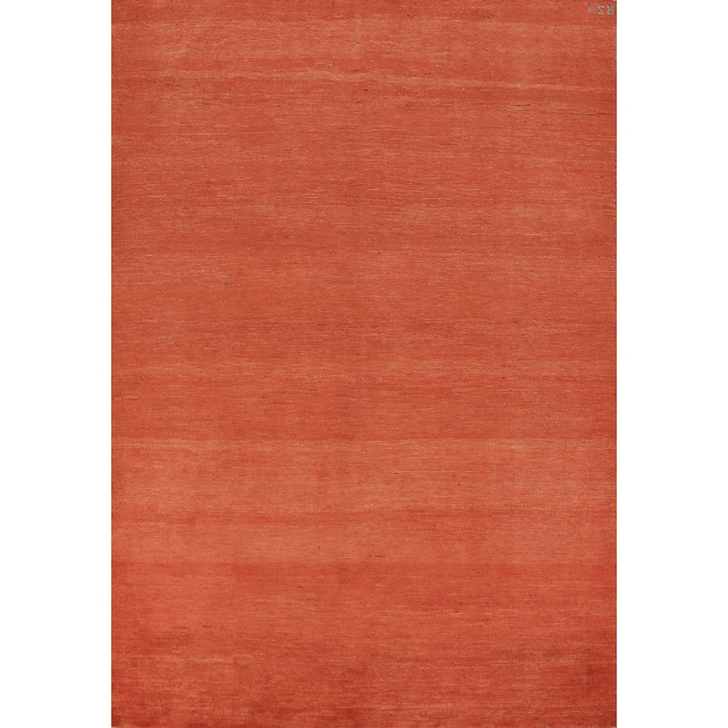 Orange Solid Gabbeh Modern Area Rug Handmade Wool Carpet - 5'7" x 7'7"